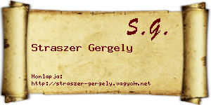 Straszer Gergely névjegykártya